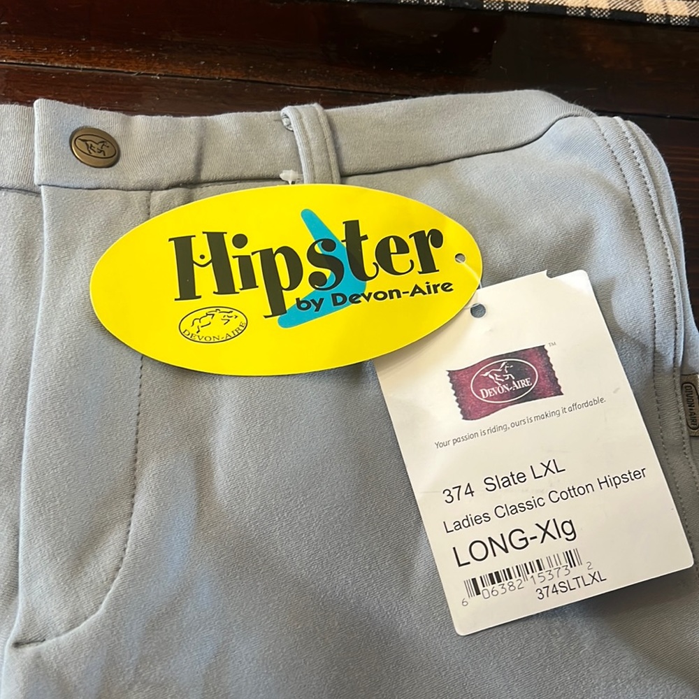 NWT Devon-Aire Ladies Classic Cotton Hipster Breeches, Slate LXL, Long-XL